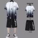 New Quick-drying Ice Silk Gradient suit Men's Short-sleeved T-shirt Summer Casual Shorts Sports Two-piece Handsome Men's Wear