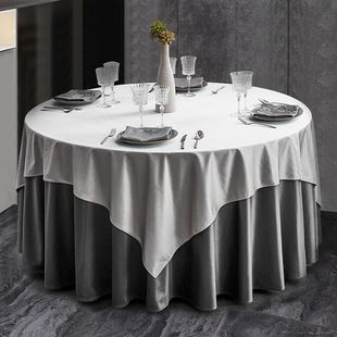 Hotel tablecloth round large round tablecloth tablecloth fabric thickened high-grade satin Club banquet hall round tablecloth