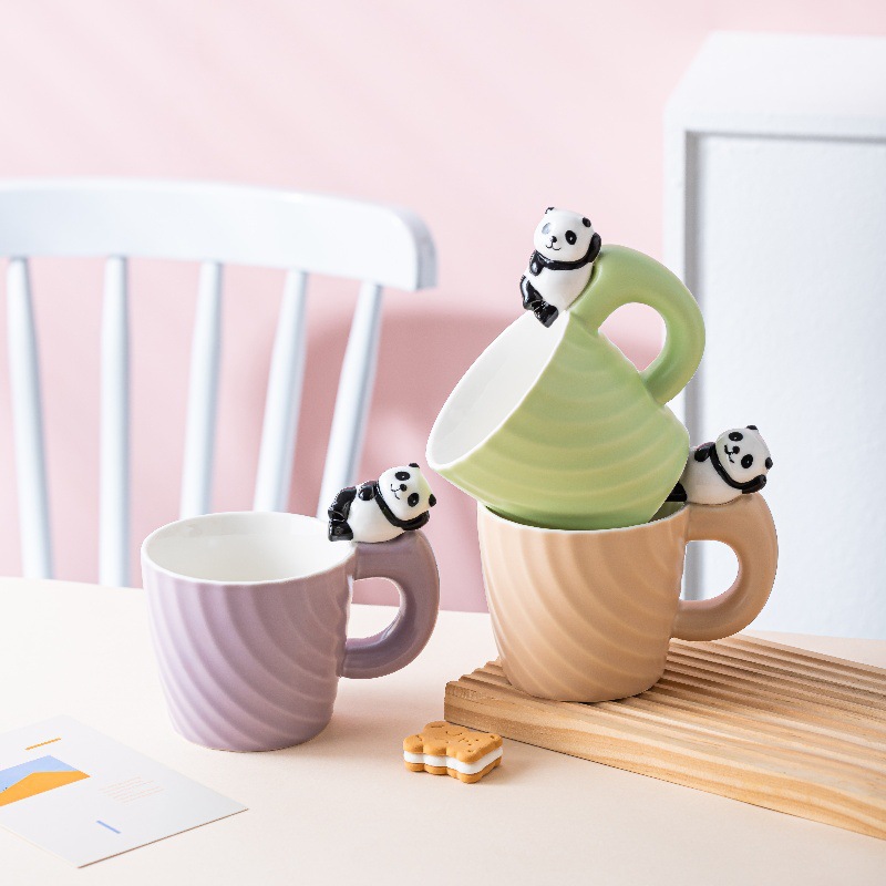 Taza de Cerámica Panda, Diseño Creativo, para Café/Leche, Hogar y Oficina, Regalo Original