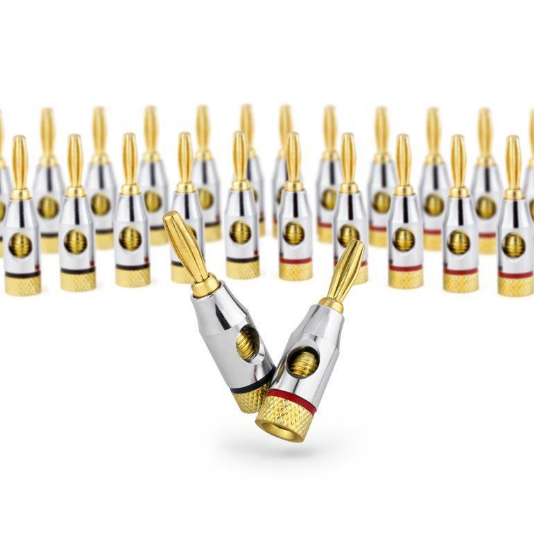 炫黒镀金喇叭接头 音频音响麦克风香蕉插头 功放