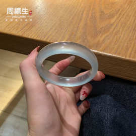 厂家批发翡翠平替冰冰同款冰种水沫白月光玉石手镯冰透石英岩手镯