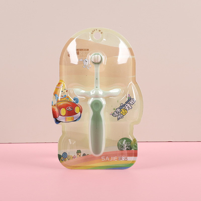 Tres caras cepillo de dientes para niños pelo suave dibujos animados lindos cepillo de dientes entrenamiento protector de dientes cepillo de dientes único suministro al por mayor