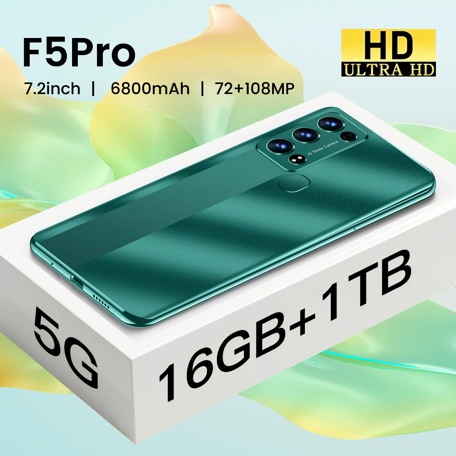 Смартфон F5 Pro, 7,2″ Android, 3 ГБ RAM + 64 ГБ, 6800 мА·ч, камеры 72+108 МП