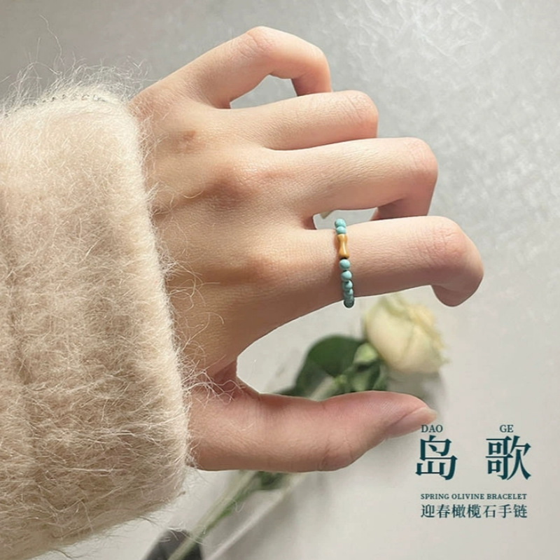 節節高升戒指綠松石戒指文玩串珠溫柔風戒指轉運指環高級感小眾禮