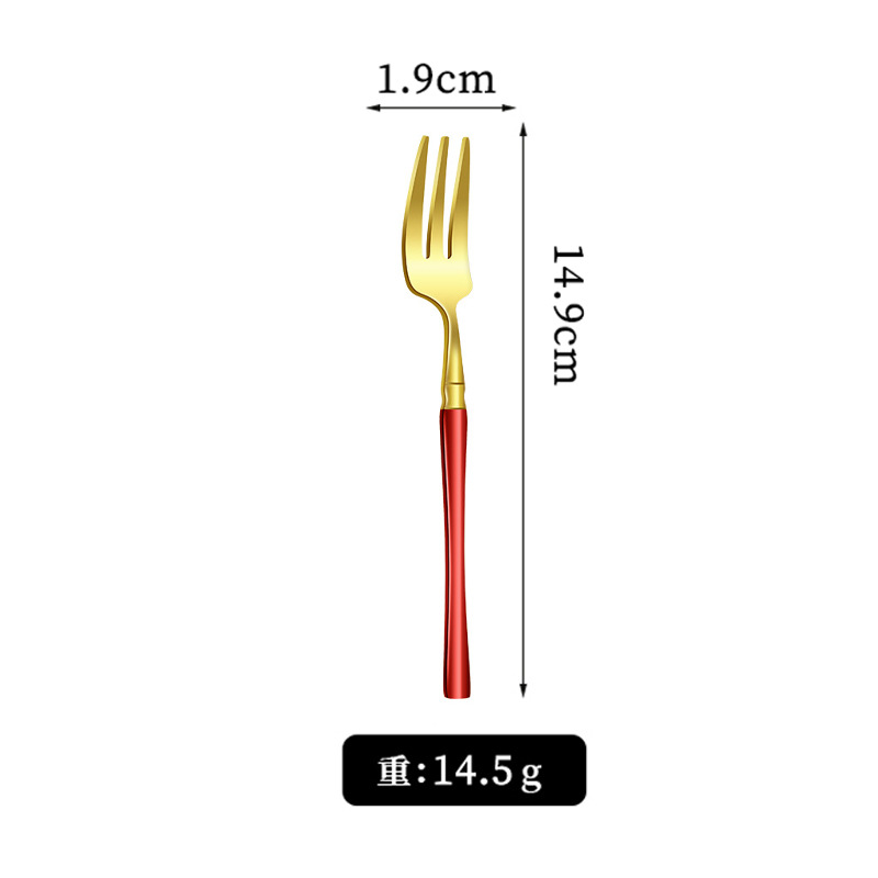 [골드+레드] 티 포크*1