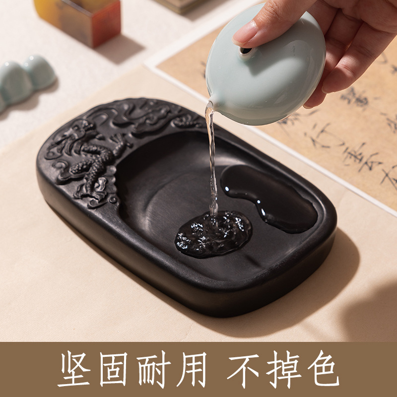 砚台书法专用墨砚不干墨天然原石可研墨毛笔墨砚台磨墨带盖安徽歙