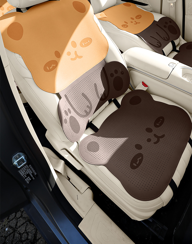 Suitable for Lexus cars, the suede seat covers feature a three-dimensional cartoon bear design, cute, comfortable, and breathable
