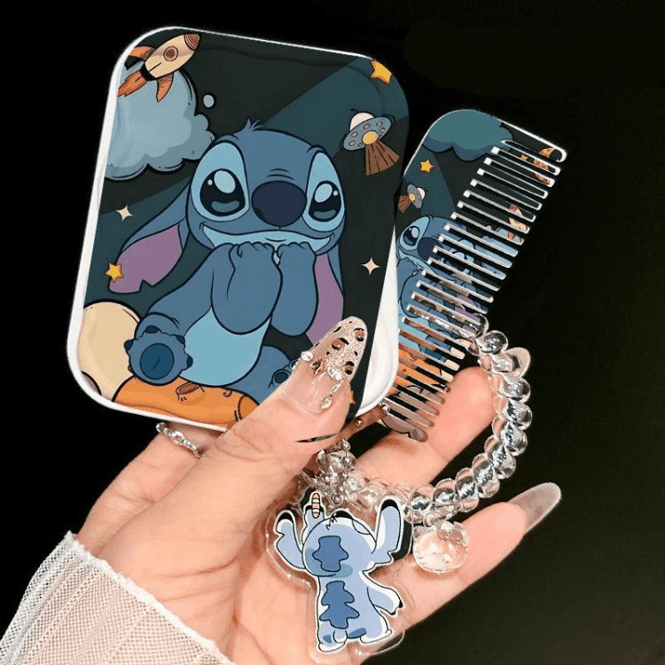 Cute gato pequeño espejo de dibujos animados espejo de maquillaje portátil alto valor facial estudiante de mano plegable espejo de maquillaje mujer