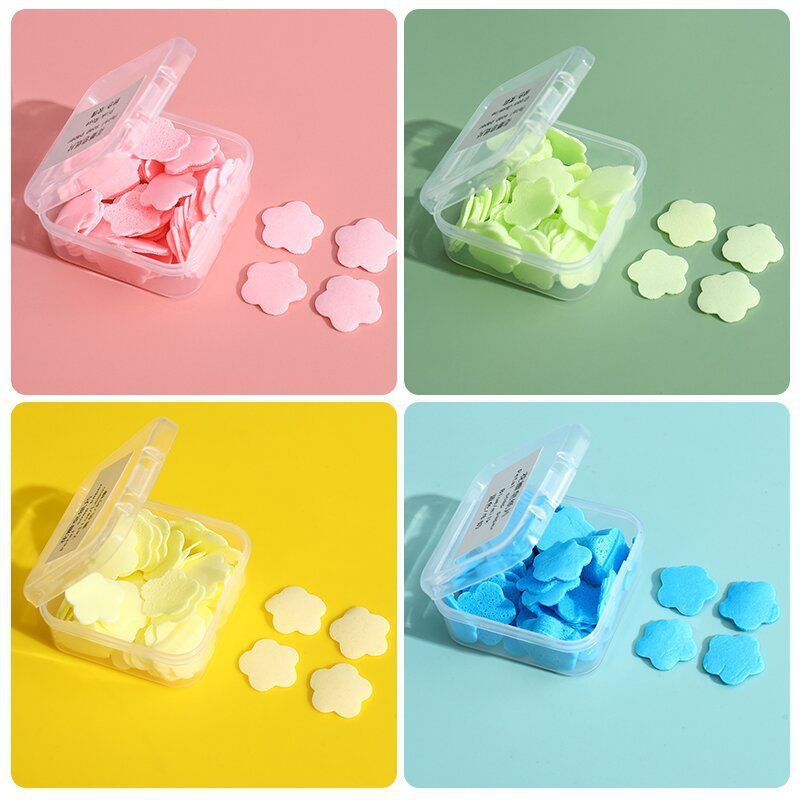 携帯用ハンドソープペーパー、学生や子供向け、使い捨て、旅行用、ミニ花びら型ソープペーパー、箱入り|undefined