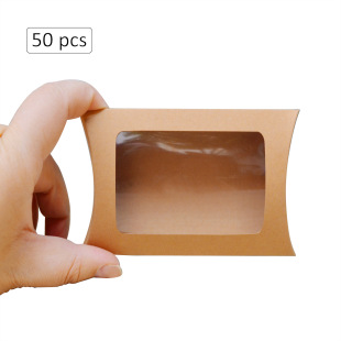 New creative candy box gift box large kraft paper window pillow box gift box candy box wholesale