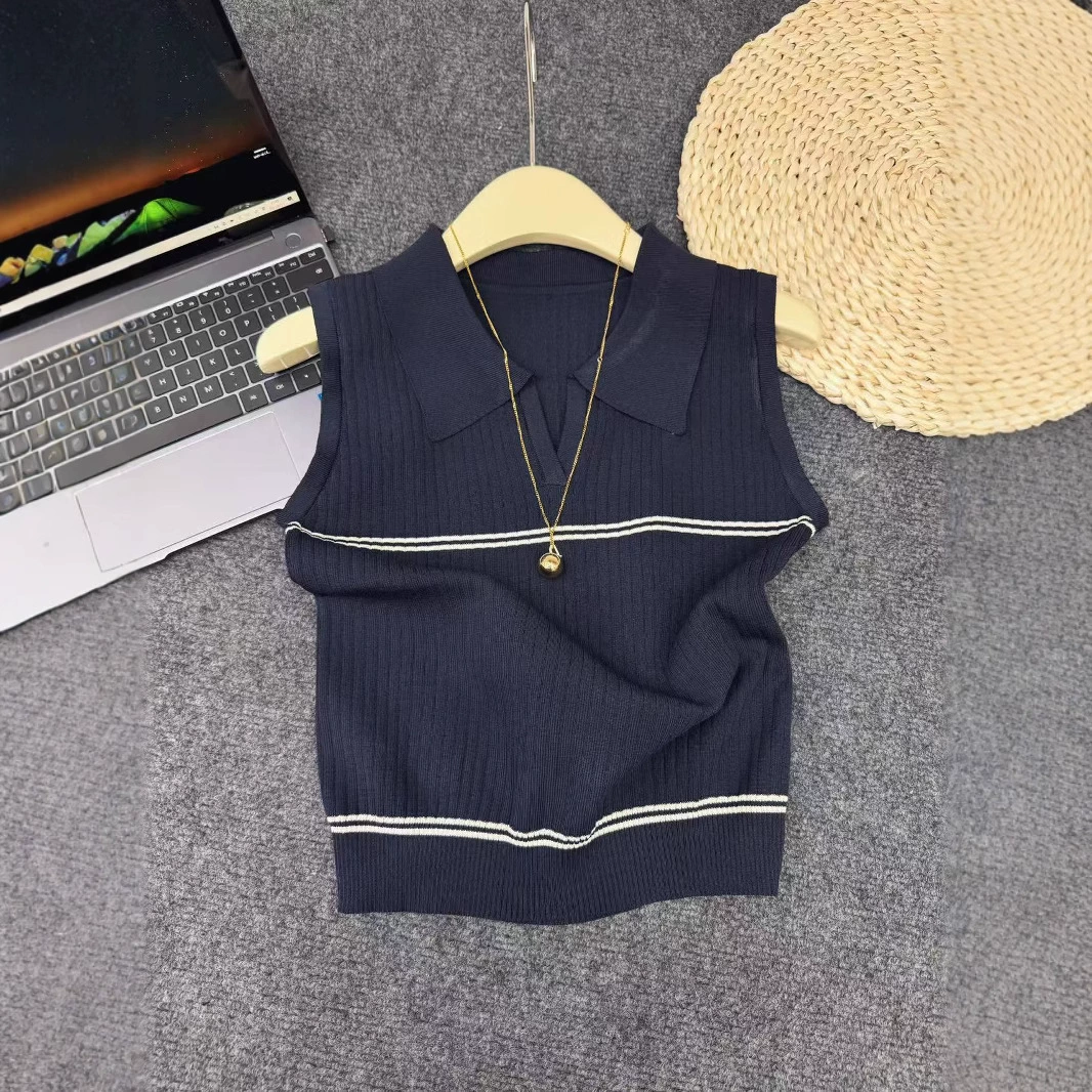 Фактический снимок нового вязаного жилета с v-образным вырезом Hangzhou Sijiqing, женский летний повседневный базовый универсальный топ без рукавов для похудения