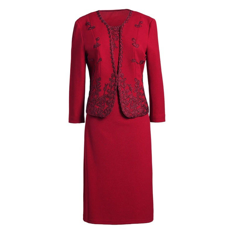 2022 Новый стиль темперамент, вышитый средний возраст костюм свадебный банкет мама платье