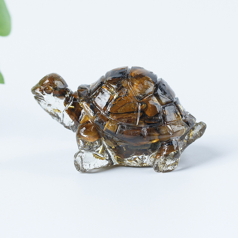 Cristal natural Animal Cristal blanco Cute Little Turtle Decoración creativa Adornos de escritorio Artesanías Decoración de coche