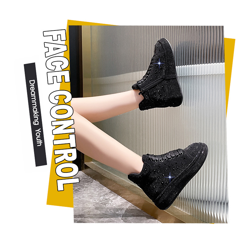 Europeiske varer Gypsophila tungindustri lyse diamant høye sko for kvinner 2023 vinter nye fløyel sport og fritid damesko allsidige_voghion.com