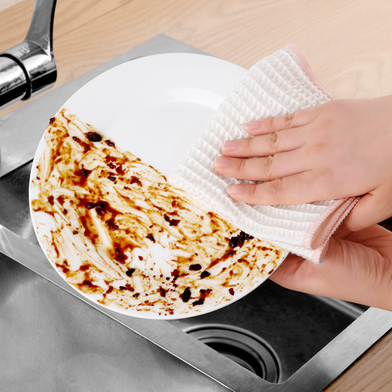 雑巾、食器用布、家庭用吸水性糸くずの出ないキッチン掃除用脱脂タオル、ワッフル吸水性ストラップ付き小さなタオル|undefined