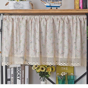 Le Xuan show cotton and linen small curtain fabric finished wholesale Japanese small floral lace short curtain cabinet wardrobe curtain
