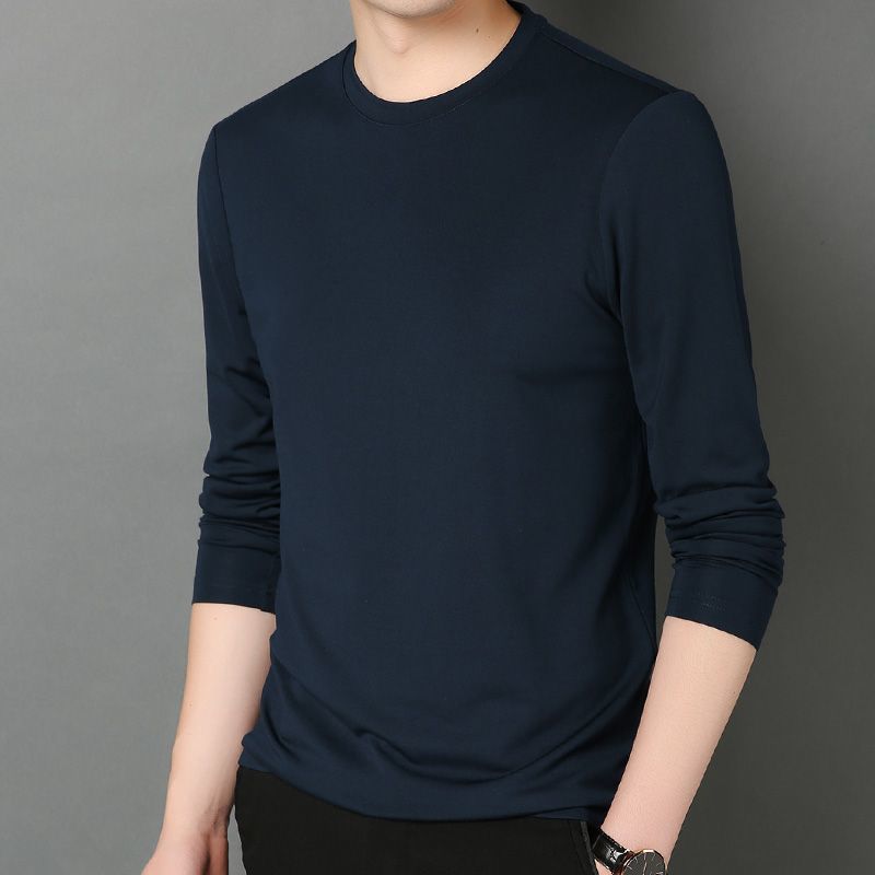 네이비 블루 라운드넥 긴소매