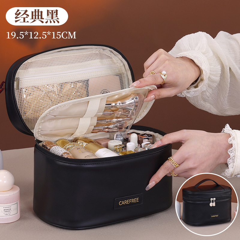 Oval Qimeng Categoría Bolsa de cosméticos de almacenamiento multicapa para mujer Bolsa de almacenamiento de pinceles de maquillaje portátil de gran capacidad Bolsa de lavado de viaje
