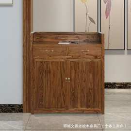 实木换鞋柜家用老榆木餐边柜原木储物收纳柜玄关柜家门口多层鞋柜