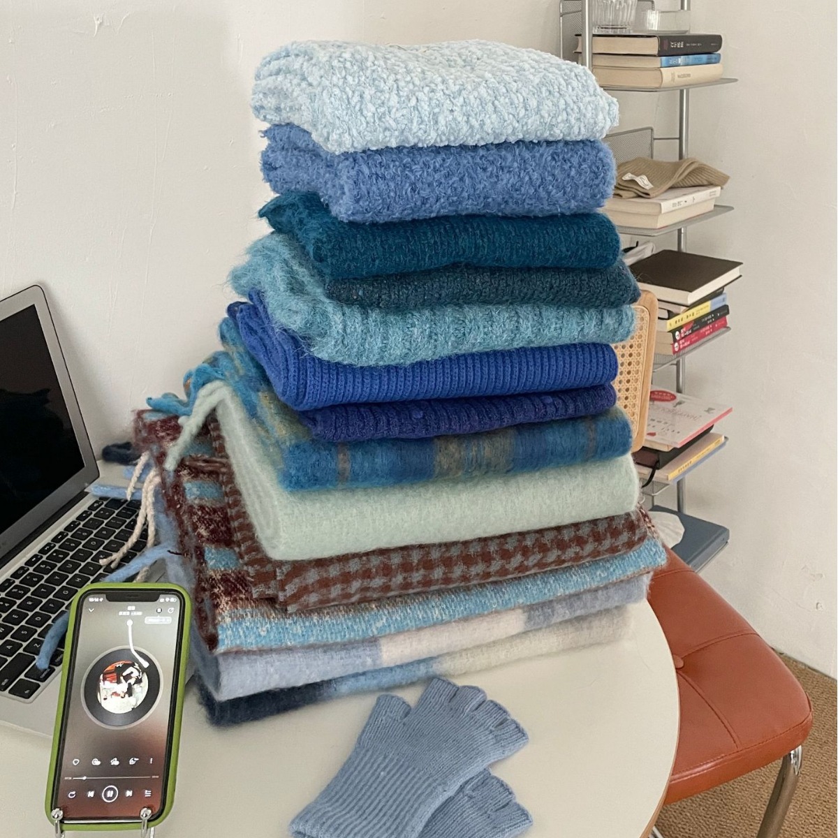 *碎冰蓝合集*你要的蓝皆有 矢车菊蓝 /克莱因蓝含羊毛女纯色围巾