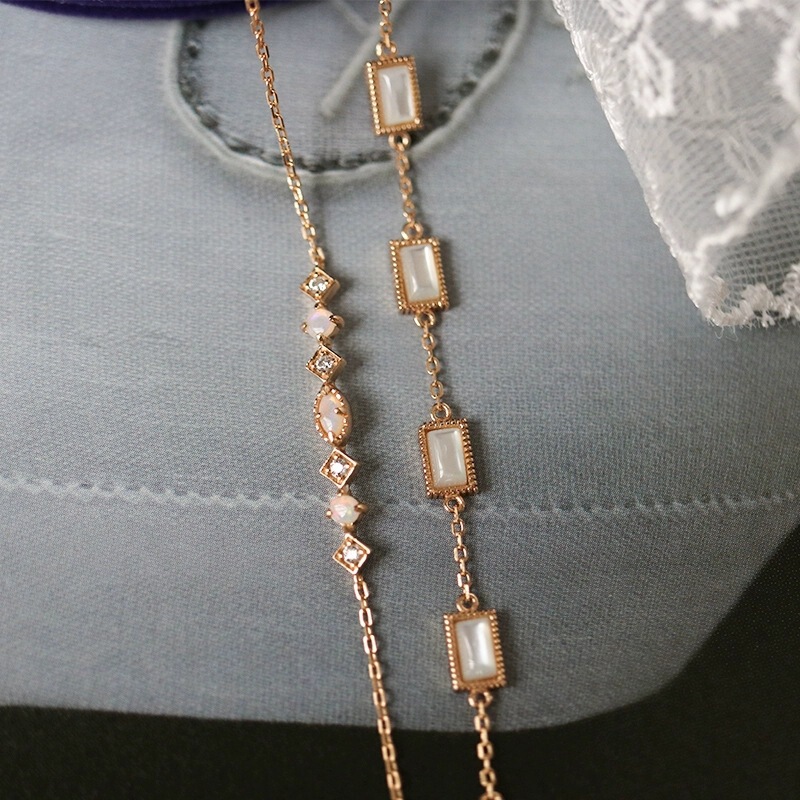 European and American Style Small Sugar Cube Bracelet for Women, Pure Silver, Summer Ins Style, Cross-Border Popular Bracelet, Opal Stone, High-End Jewelry