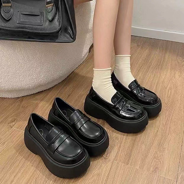 Summer small high footwear English style platform for leather shoes, British style