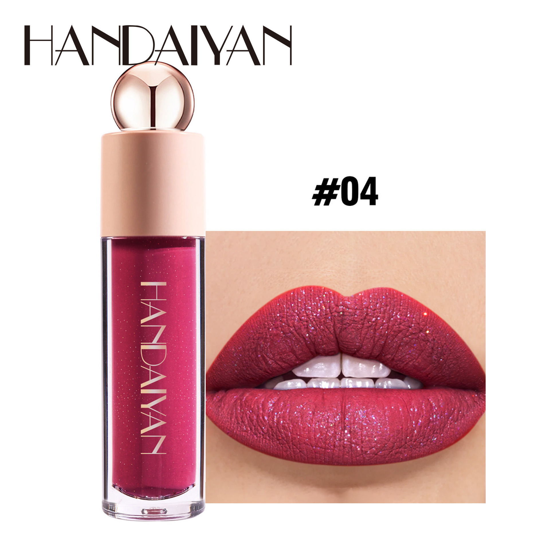 Gloss labial perla 8 colores lápiz labial líquido Handaiyan brillo labial impermeable duradero esmalte labial transfronterizo