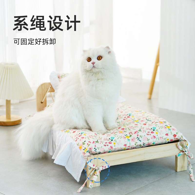 实木猫床宠物床网红夏季猫窝四季通用可拆洗猫咪木质小床猫咪用品