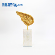 铸铁翅膀大理石桌面摆件北欧风样板房玄关客厅酒店展厅柜软装饰品