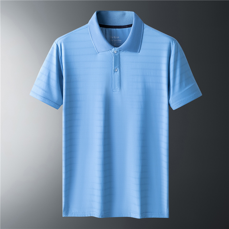 Camiseta de polo de seda de hielo para hombres de manga corta de verano de malla grande secado rápido con camiseta de cuello juvenil de mediana edad ropa casual de media manga
