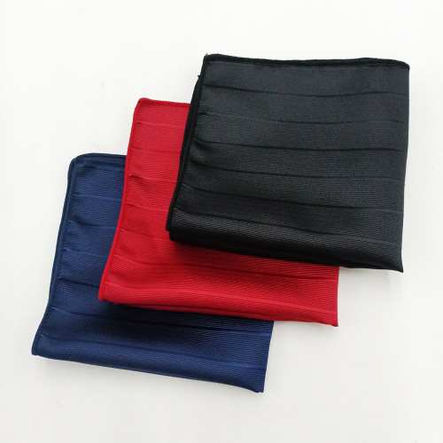 Manufacturer wholesale suit pocket square polyester silk yarn-dyed jacquard British fashion men's striped handkerchief small square towel