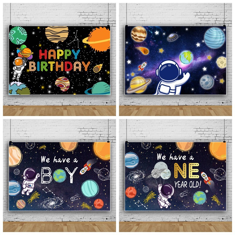 Space Astronaut Planet Rocket Baby Shower Party Foreign Trade New Photography Background Cloth Studio Props Wholesale Space Astronaut Planet Rocket Baby Shower Party Foreign Trade New Photography Background Cloth Studio Props Wholesale
