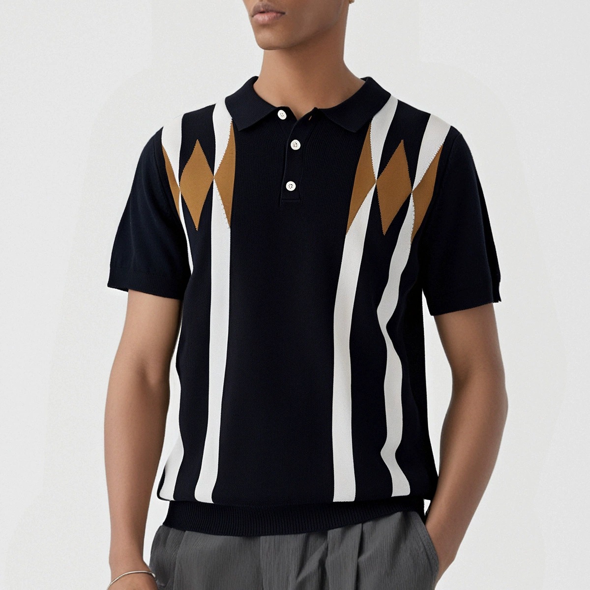 Polo camiseta de punto camiseta de manga corta camiseta de cuello de hombre rayas de color viejo viento de negocios de verano fábrica transfronteriza al por mayor