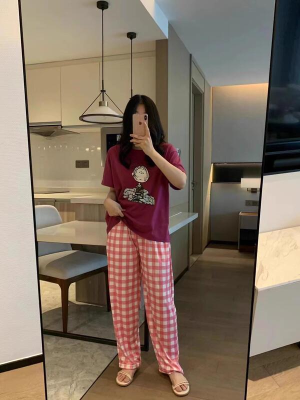 [Japanese GP Ladies Home clothing suit] summer can wear pajamas two-piece short sleeve T-shirt casual pants