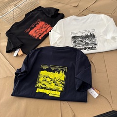 アウトドアのパタのアメリカの胸の魚のアルファベットの背中の路亜は釣り人のプリントの半袖のtシャツを振ります。