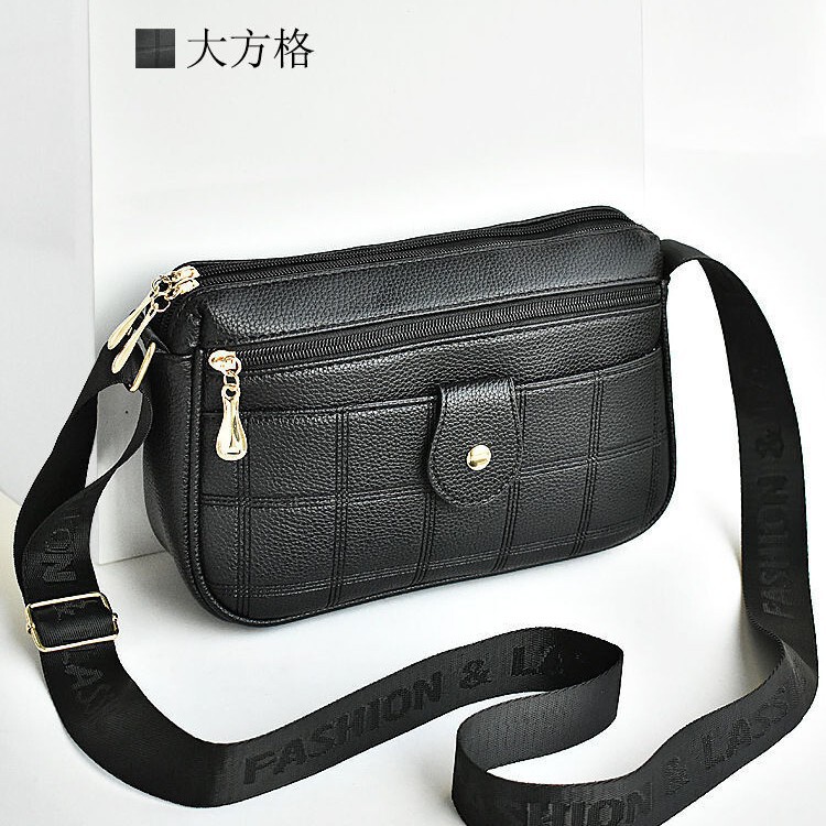 Cross-Border Shoulder Crossbody Bag, Lightweight Washed Leather Wallet, Multi-Compartment Black Versatile Commuter Bag, Large Capacity Women's Bag Cross-Border Shoulder Crossbody Bag, Lightweight Washed Leather Wallet, Multi-Compartment Black Versatile Commuter Bag, Large Capacity Women's Bag