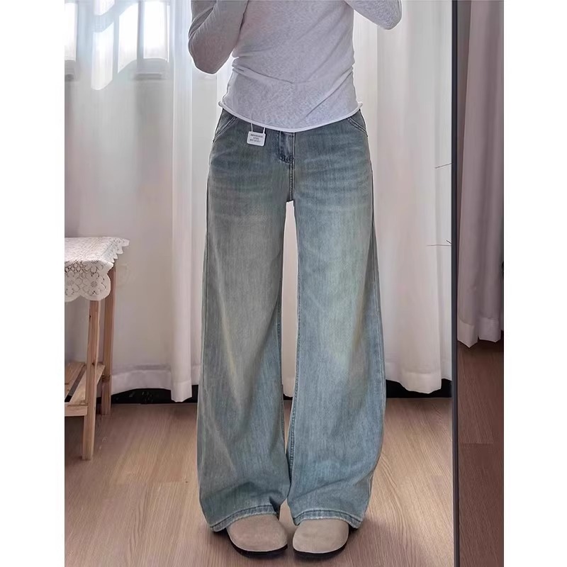 Vintage Light Blue High-Waisted Wide-Leg Jeans – Retro Stretch Denim Pants For Women (S-5xl) Inclusive Sizing_ecoleips.com