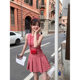I Sweet Spice Girl Style Pattern Sleeveless Vest dress Women's Summer New French Retro Pleated A- line Skirt Short Skirt