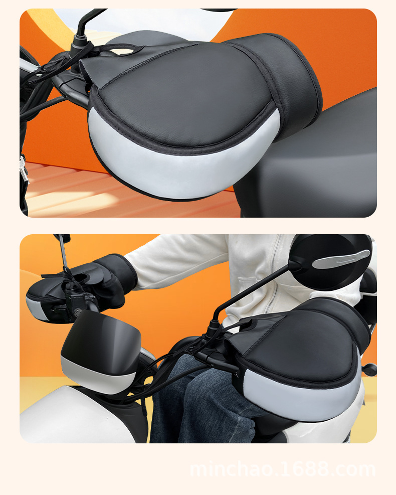 Winter Warm Handlebar Covers for Electric Vehicles, Velvet Thickened Gloves, Battery Vehicles, Scooters, Cold-Proof and Waterproof Handlebar Covers