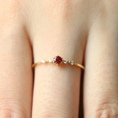 Baojiali Wish: New 18K Gold-Plated Ruby Ring&mdash;Delicate, Trendy European & American-Style Engagement Band for Women