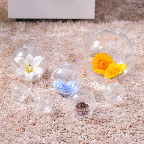 Christmas ball hollow ball plastic creative acrylic ball eternal flower hanging ball holiday decoration gift transparent ball