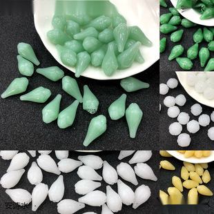 Half-hole horizontal hole colored glaze bud petals imitation jade green topaz antique god stick hairpin accessories diy handmade materials