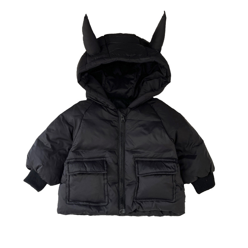 Cool and guapo chaqueta de invierno para niños 2025 nuevo bebé ropa de estilo extranjero, ropa de abrigo cálido para bebés, ropa de abrigo blanca, moda