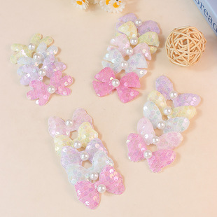 New Pearl Sequin DIY Butterfly Hair Accessories Semi-Finished Bow Clothing Accessories Accessories Accessories Manufacturers Wholesale