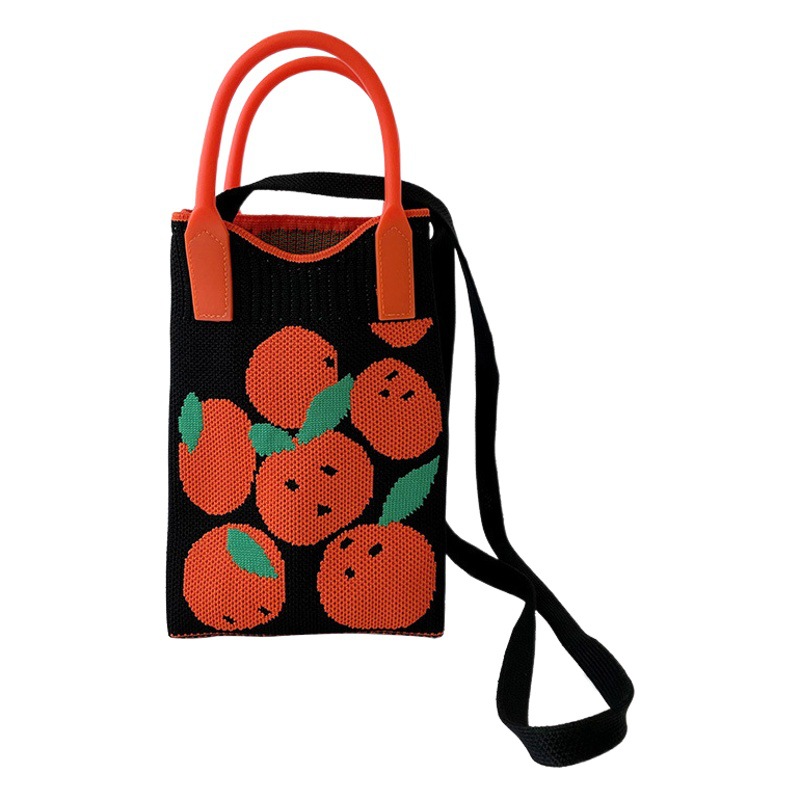 Bolso de las mujeres nicho diseño de naranja fresco mini bolso del teléfono todo partido de punto hombro bolsa de mensajero monedero