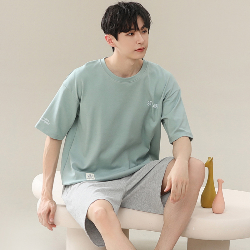 Men's Pajamas Summer Modal Short-Sleeved Shorts Men's Casual Loose Plus Size Home Clothes Can Be Worn Outside the Suit