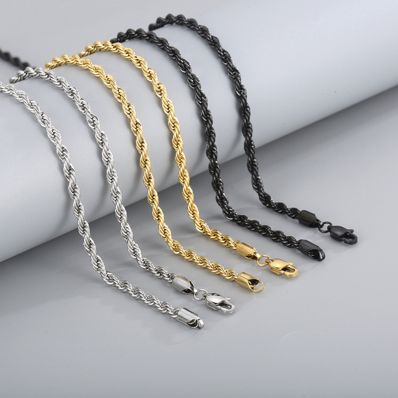 18g Weight PVD Coated 18K Gold Plated Geometric Titanium Steel Simple Style Waterproof Non Tarnish Necklace