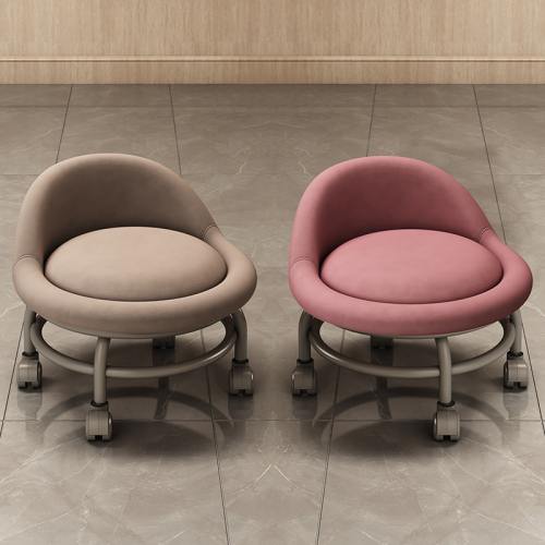 Wholesale small stool, sofa stool, low stool, soft seat lazy stool, round stool, swivel wheel mobile backrest roller