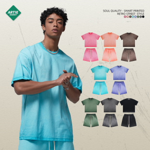 Men's clothing | 2025 summer ins tide men's and women's suit short sleeve shorts retro lovers cross-border foreign trade manufacturers wholesale