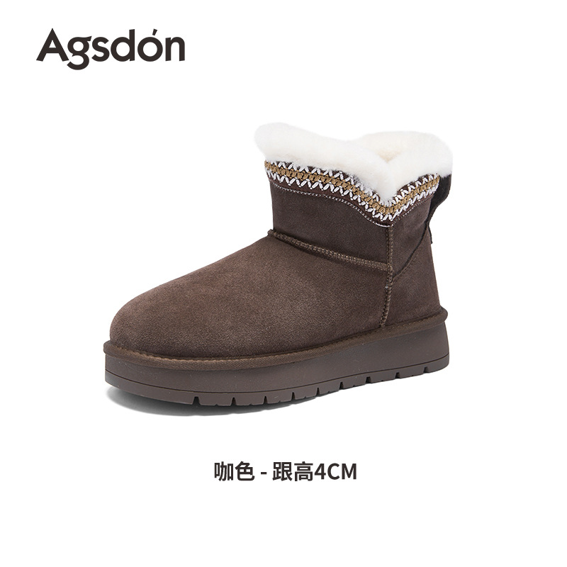 Augu Lion Dengjia terciopelo botas de nieve para mujeres 2025 nuevo otoño invierno botas de tubo corto con suela gruesa para usar zapatos de algodón grueso
